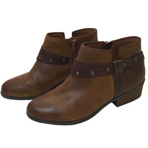 Clarks Addiy Zoie Brown Leather Ankle Boots Womens 7 Western Boho Cowgirl Rodeo